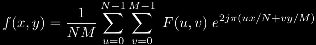 f(x+n,y) = f(x,y+n) = f(x+n,y+n) Konjugert symmetri: Hvis f(x,y) er reell, er F(u,v) = conj( F(-u,-v) ) Altså er F(u,v) = F(-u,-v) Den