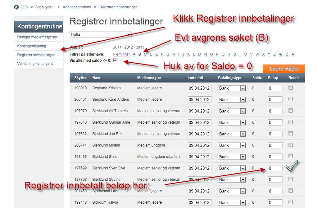 Registrer innbetaling 15.04.