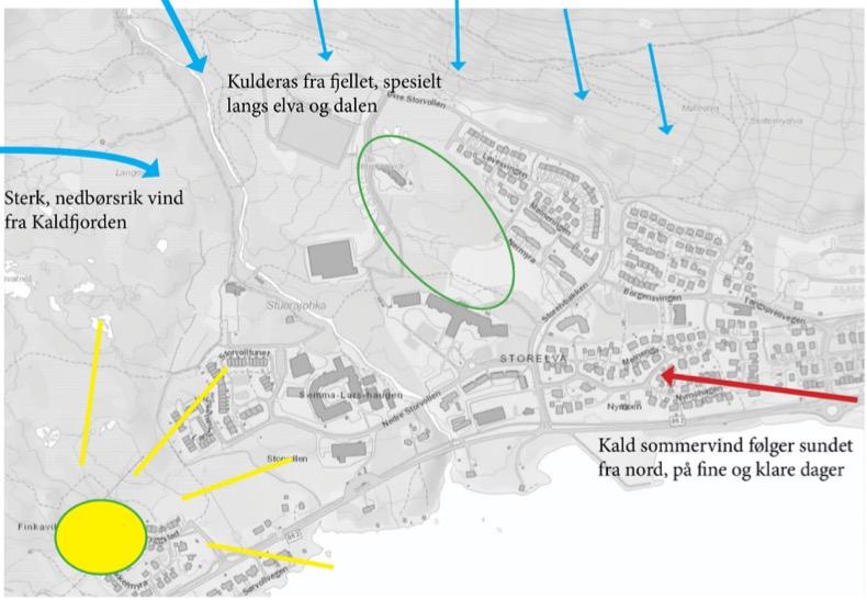 Klima I dag: Sterk, nedbørsrik vind fra Kaldfjorden i vest når vinden slår over fra sørvest til nordvest Kulderas fra