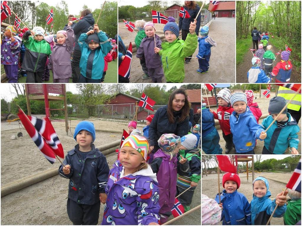 17.mai-feiring i barnehagen. 16.mai inviterte vi Gauselbakken barnehage til 17.mai-feiring i vår barnehage.