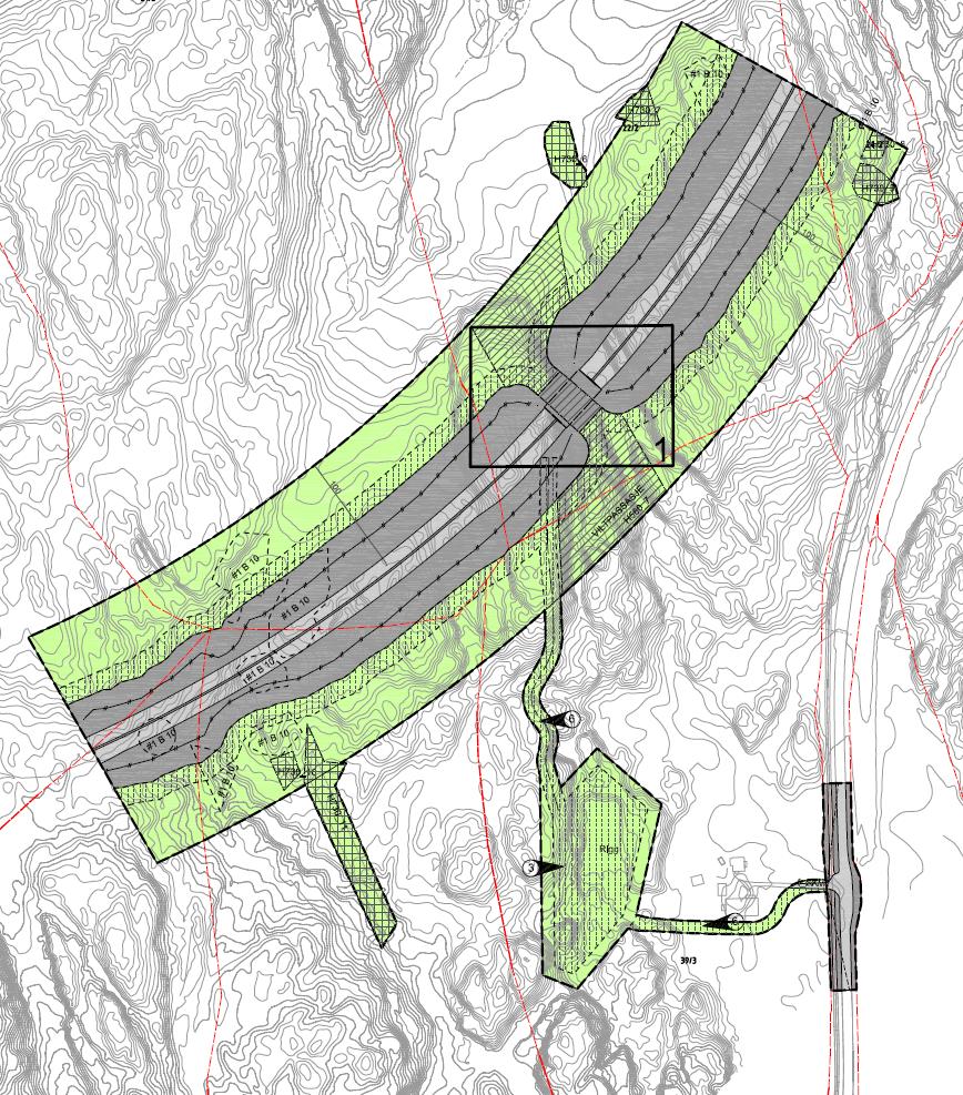 8 4 Planforslaget 4.1 Plankart Under vises plankart for E18 Rugtvedt Dørdal, R01 Hegna bru.