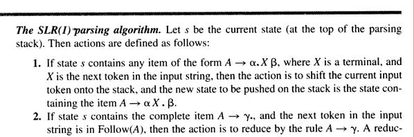 Er denne grammatikken SLR(1) Skift/reduser konflikt i LR(0), men ikke i SLR(1) First (E) = {n} Follow(E) = { +, $} Follow(E ) = {$} En tilsvarende formulering
