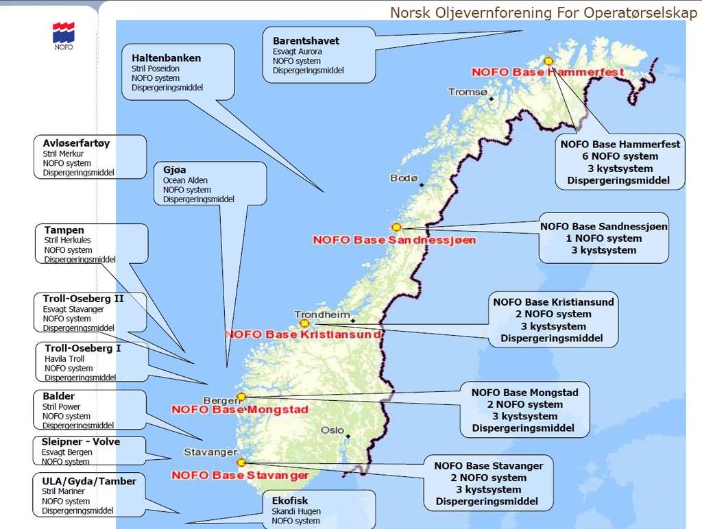 Figur 5-4 NOFOs utstyrsoversikt per september 2014.