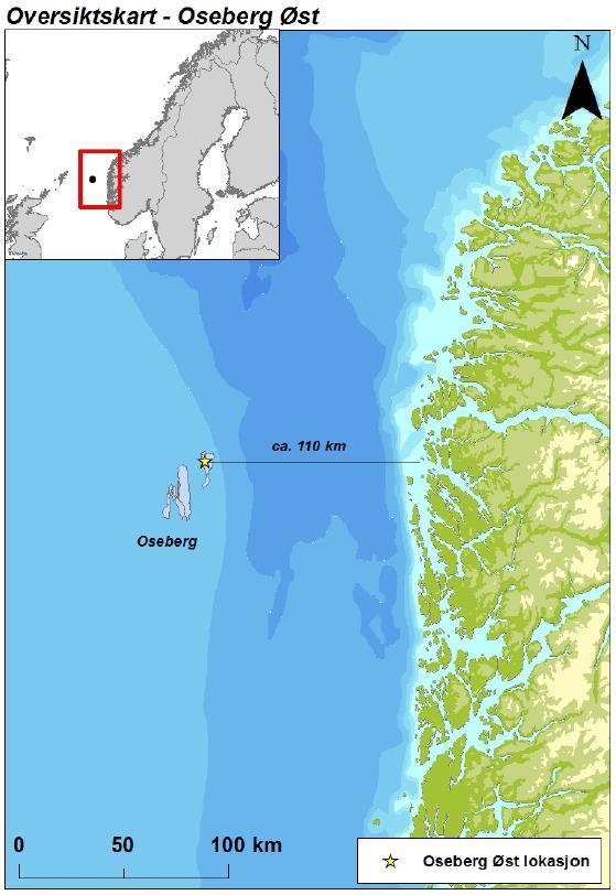 Figur 1-1 Lokasjon for Oseberg Øst i Nordsjøen.