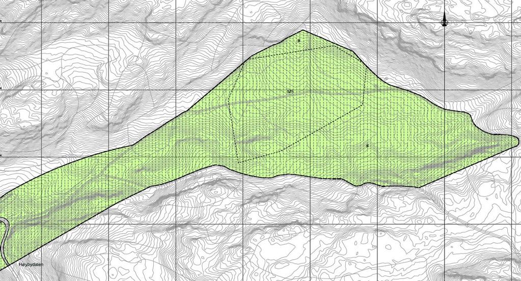 E6 Høybydalen Figur 14: Oversiktskart med markering av riggområdet ved Høybydalen.