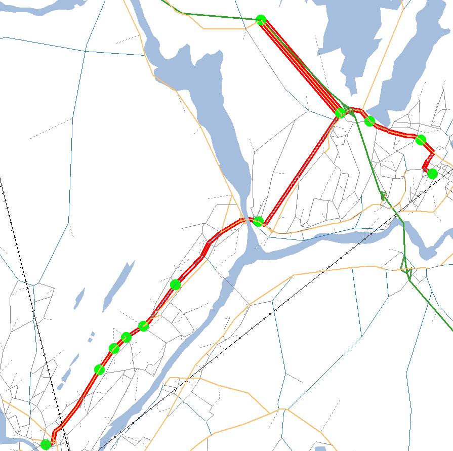Transportanalyse KVU Nedre Glomma 42 Det er også lagt inn en ny kollektivrute fra Fredrikstad sentrum via Greåkerdalen og via rv 118 til nytt kryss på E6/rv 118 ved Kalnes, og retur via Sarpsborg