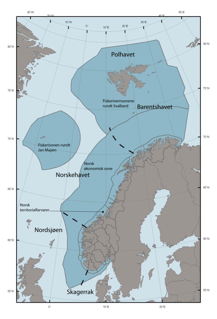 Arealer vurdert Fastlandsdelen av Norge Svalbard Havområdene ut til 200 nm