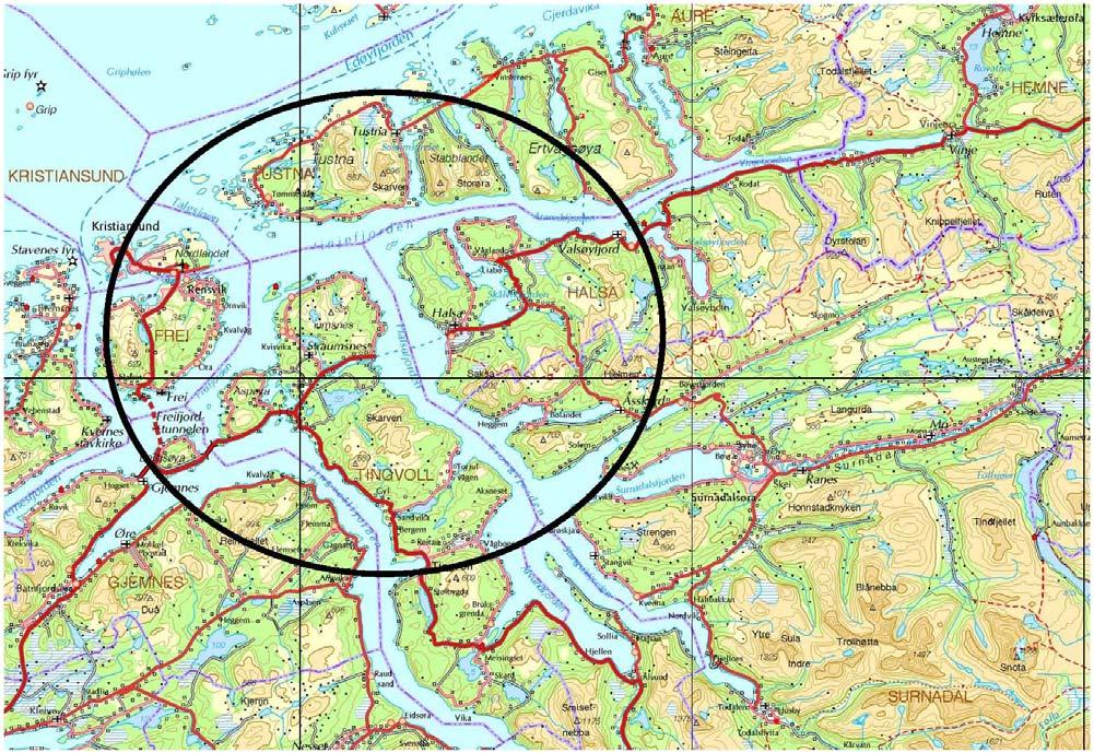 1 BAKGRUNN 1.1 Innledning Prosjektet omfatter konseptvalg (KVU) for utbedring/omlegging av E39 på den ca. 40 km lange strekningen fra Bergsøya til Valsøya.