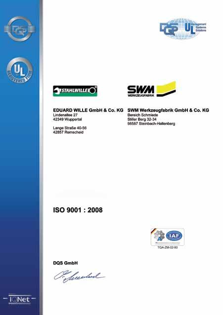 STAHLWILLE Sertifisert i henhold til DIN EN ISO 900.