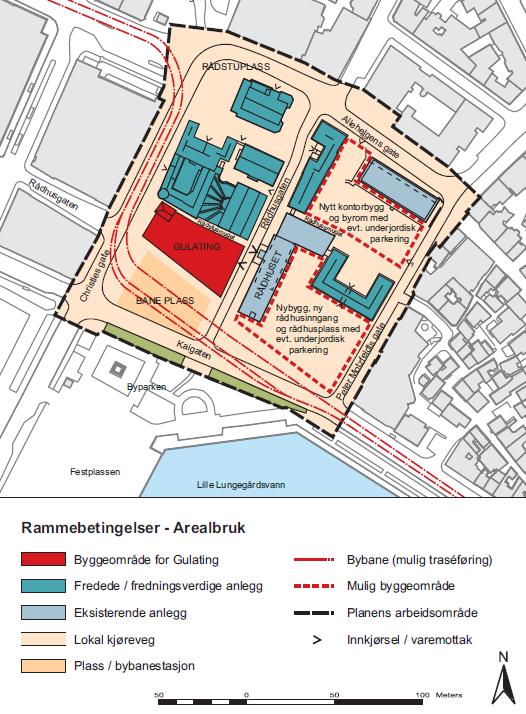 det offentlige reguleringsarbeidet ble det i 2002 utarbeidet et notat kalt «Byplanmessige rammebetingelser for designkonkurranse».