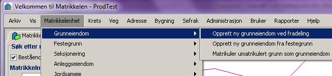 Start brukstilfellet fra menyen Finn matrikkelenhet Skriv inn