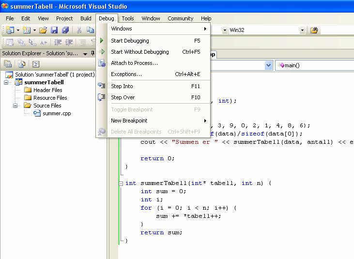 Å lage programmer i C++ side 21 av 21 Figur 27 Hvis programmmet ikke er kompilert og lenket (bygget) tidligere eller du har gjort endringer i en fil, vil du få spørsmål om programmet skal bygges, og