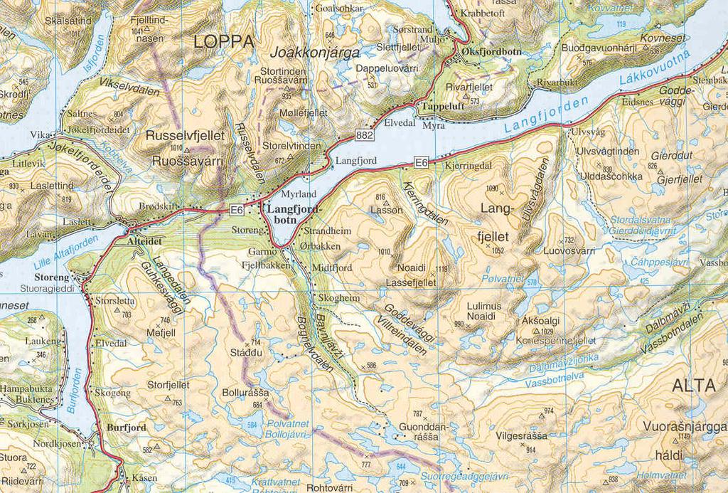 1. Innledning 1.1. Beliggenhet Bognelva har utløp innerst i Langfjorden i Alta kommune, og hovedløpet renner langs Bognelvdalen, se Figur 1.