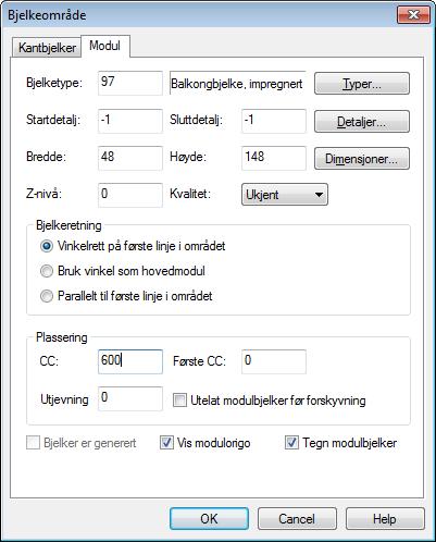 01.12.2011 Kapittel 1... 35 DDS-CAD Konstruksjon innføring i versjon 7 Bjelkelagstegning Kontroller innstillinger. Avslutt med OK. Balkonggulv blir nå tegnet opp.