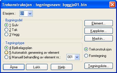 42... Kapittel 1 01.12.2011 Bjelkelagstegning DDS-CAD Konstruksjon innføring i versjon 7 Nå kan kappliste lages i henhold til tegningen. Velg i hovedknapperaden Verktøysett for høsting av modellen.