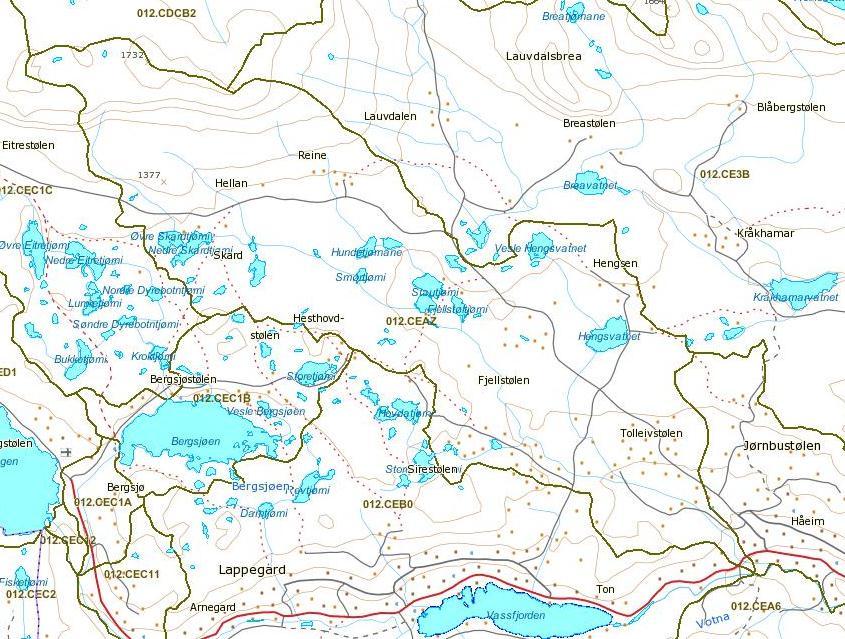 3.2.3 Resipientvurdering av elva Heståne Bekken som går nedenfor Lappegardsstølen renner ut i elva Heståne ca 500 meter nedenfor planområdet.