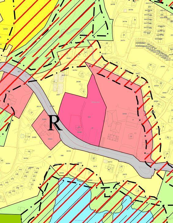 Utsnitt plankart kommuneplanen Gjeldende regulering Planområdet er uregulert unntatt en stripe langs Marikloppa veien i sør,