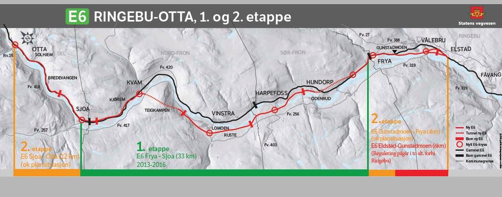 1 Statens vegvesen - notat 29. august 2017 E6 Ringebu Otta, etappe 2 Potensielle endringer og forenklinger Innledning Vi viser til bestilling fra Samferdselsdepartementet 15.