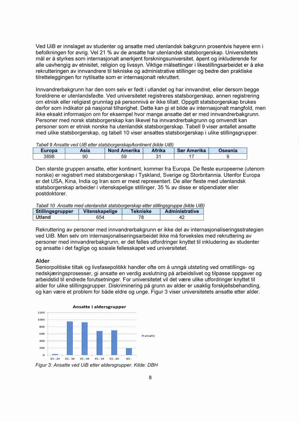 Ved UiB er innslaget av studenter og ansatte med utenlandsk bakgrunn prosentvis høyere enn i befolkningen for øvrig. Vel 21 % av de ansatte har utenlandsk statsborgerskap.