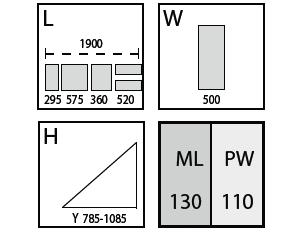 Domeniile de reglare: - Tetiera + 2 - - patar + - 2 - Trendelenburg 20 - Anti - Trendelenburg 8 - Sezut + 40 - - Inaltime