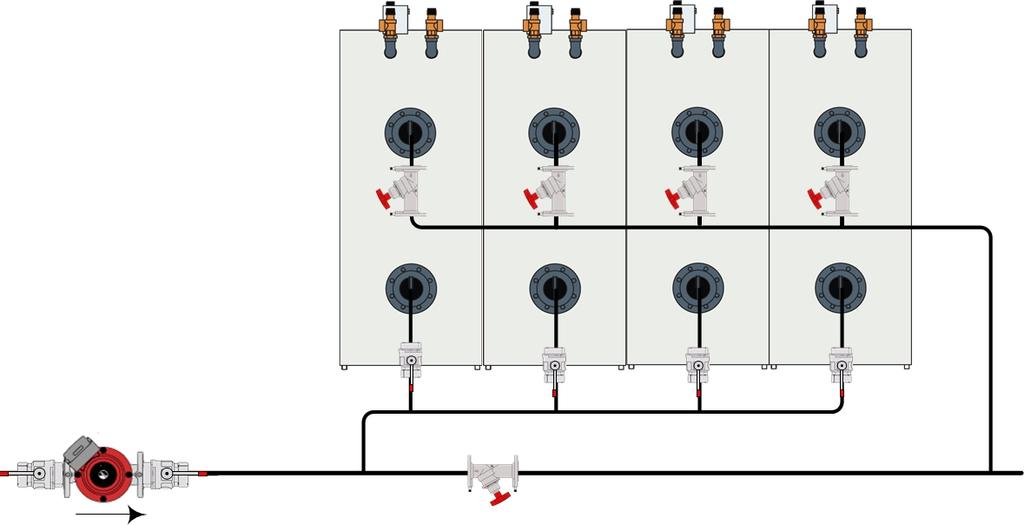 Viktig med innregulering av vannmengde 4 kjeler i parallell Gir ikke utfall av all