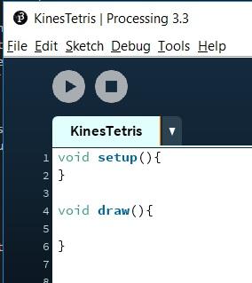 Processing er en kodeeditor, det betyr at du kan skrive kode i den. Den første koden du skal skrive er en kodesnutt med to metoder.