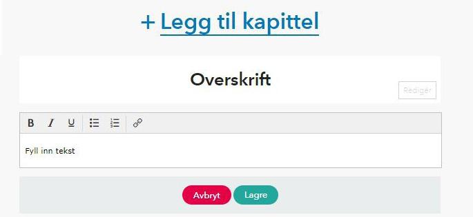 På verktøylinjen er det mulig å gjøre teksttilpasninger som uthevet, kursiv og understreket tekst i tillegg til punkt og