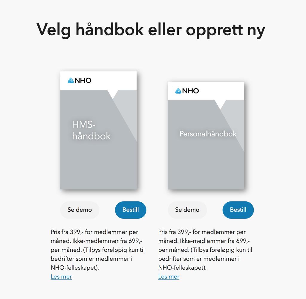 1. For å opprette en håndbok må du være innlogget i Arbinn.no.