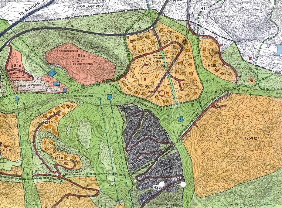 5 Ved oppstart av detaljplanarbeidet for H28 i 2003 ble det laget en illustrasjonsskisse med utgangspunkt i intensjonene i tidligere masterplan og vedtatt kommunedelplan.