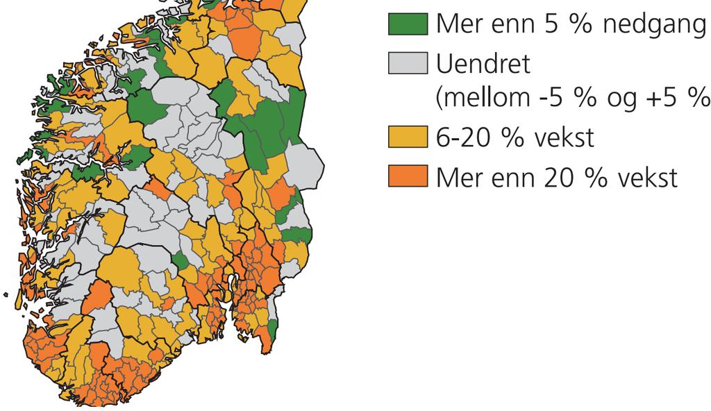 Demografi - urbanisering Framskriven vekst i kommunane 2016 2040.