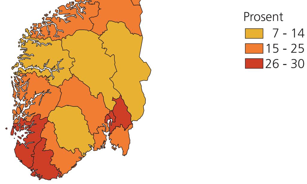 Demografi - urbanisering Framskriven vekst i fylka 2016 2040.