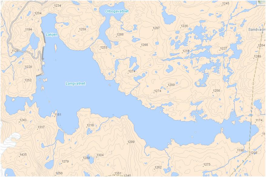 1 LANGVATNET I ULVIK INNSJØEN Langvatnet (Vassdragsnr. 051.2AAB; innsjønr. 1921; UTM 32 V 398000 6714300) ligger i Austdøla/Osavassdraget i Ulvik kommune.