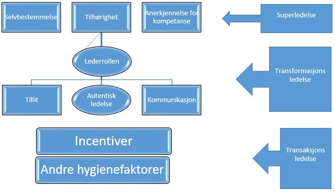 rommet mellom tillit og kommunikasjon. Det er her lederen oppleves som ekte eller ikke. Men både mine empiriske data og teorien tilser at potensialet for motivasjon ikke er tatt fullt ut.