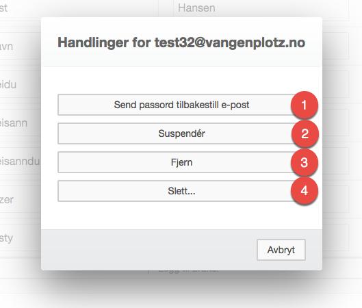 Du har ikke invitert brukeren enda ved å trykke på «Send invitasjonseposter» enda, eller ii. Brukeren har ikke trykket på lenken han/hun har mottatt for å opprette passord. c.