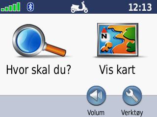 Bruke menysiden ➊ ➏ ➋ ➌ ➑ ➐ ➍ ➒ ➎ ➊ GPS-satellittstyrke. ➋ Status for Bluetooth-hodesett. MERK: Sidene er forskjellige avhengig av bruksmodusen og innstillingene. ➌ Trykk for å endre bruksmodus.