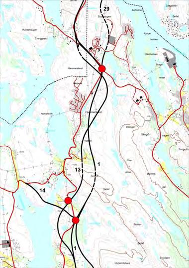 Kostnad 569 mill. kr. Konsekvensar Alternativ 13 Dårlegaste vegtekniske løysing Dårlegast m.o.t. risiko og sårbarheit Høgast kostnad Alternativ 29 God vegteknisk løysing Alternativ 35 Beste