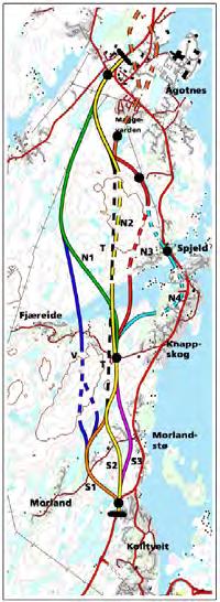 veg) To felts veg med midtdeler, total vegbredde 12,5 m Tunnel med breidde 9,5 m inkl midtfelt pluss skulder Toplanskryss sør for Ågotnes, kryss i plan nord for Ågotnes.