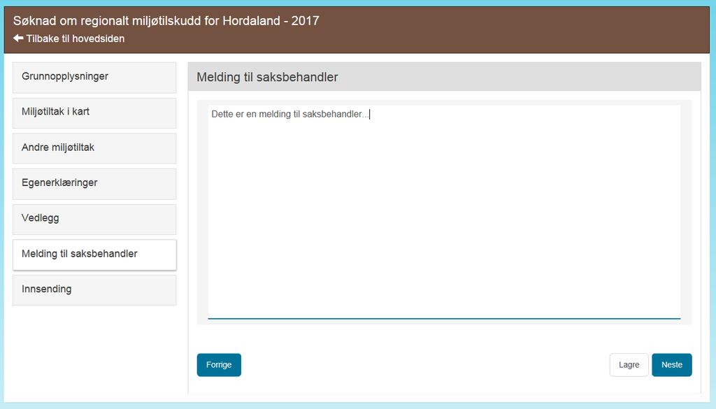 Melding til saksbehandler På denne siden