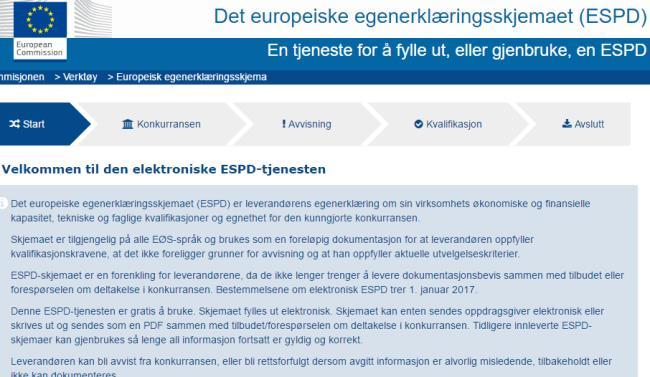 ESPD-tjenesten fra EU-kommisjonen