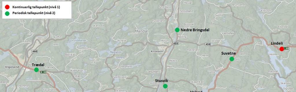 22 Bilag A : Registrert vekst i tellepunkt på E39 Nivå Veg Navn 2009 2010 2011 2012 2013 Gjennomsnittlig årlig vekst 2009-2013 1 E39 Hollekleiv bil 14963 15127 15402 15695 16143 1,9 % Årlig vekst: