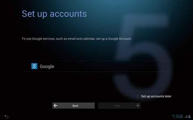 Följ instruktionerna på skärmen. Du måste anmäla dig för ett Google-konto för att använda tjänster från Google, t.ex. e-post, samt för att ladda ned appar från Google-tjänsten.