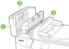 Hvis det vises striper eller støv på skannede dokumenter eller fakser, rengjør du plaststripen på dokumentmateren. Slik rengjør du valsene og sorteringsputen 1.