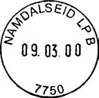 1999 31 12 1999 7750 NAMDALSEID Milleniumskiftet Registrert brukt 31 12 1999 HLO NAMDALSEID LP A