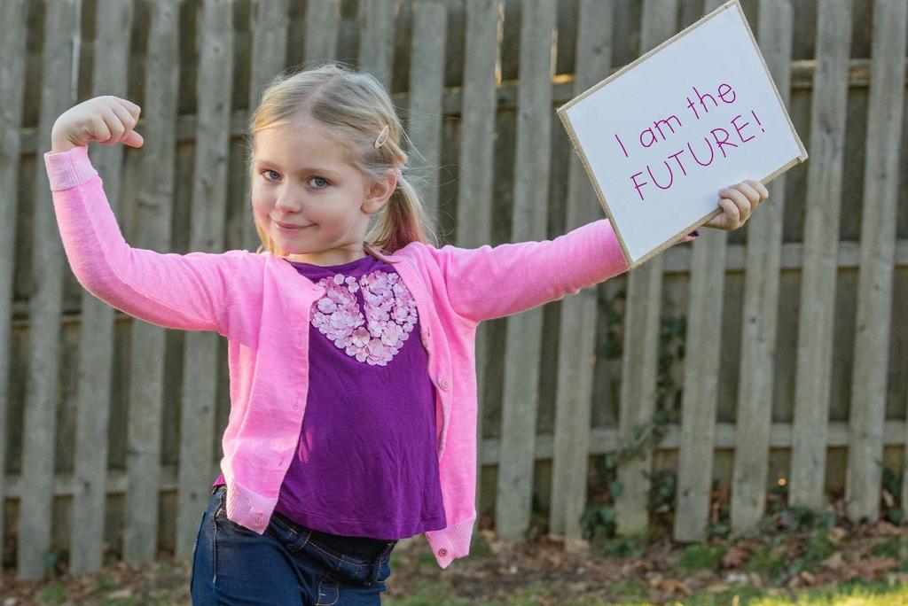 «I am the future» Hva menes med plakaten jenta holder i hånden hvor det står «I am the future»? Hva tror du kan være budskapet i dette bildet?