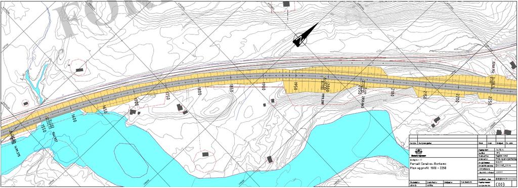 Anbefaler at vegen legges i samme høyde som jernbanen. For at unngå at snø kastes på vegbane fra tog. Profil 1700 2250.