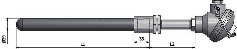 BESTILLINGSKODE T180 Termoelement med Permamelt/Syalon lomme for flytende aluminium Kalibrering - type K N S NiCr-Ni NiCrSi-NiSi Pt10%Rh-Pt
