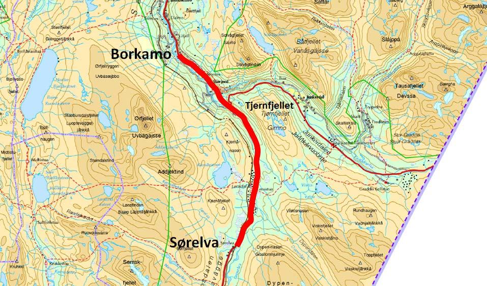 3 BESKRIVELSE AV PROSJEKTET 3.1 Planområdet Planområdet ligger i dalførene Lønsdal og Saltdal mellom Sørelva og Borkamo i Saltdal kommune. Vegstrekningen som er på ca.