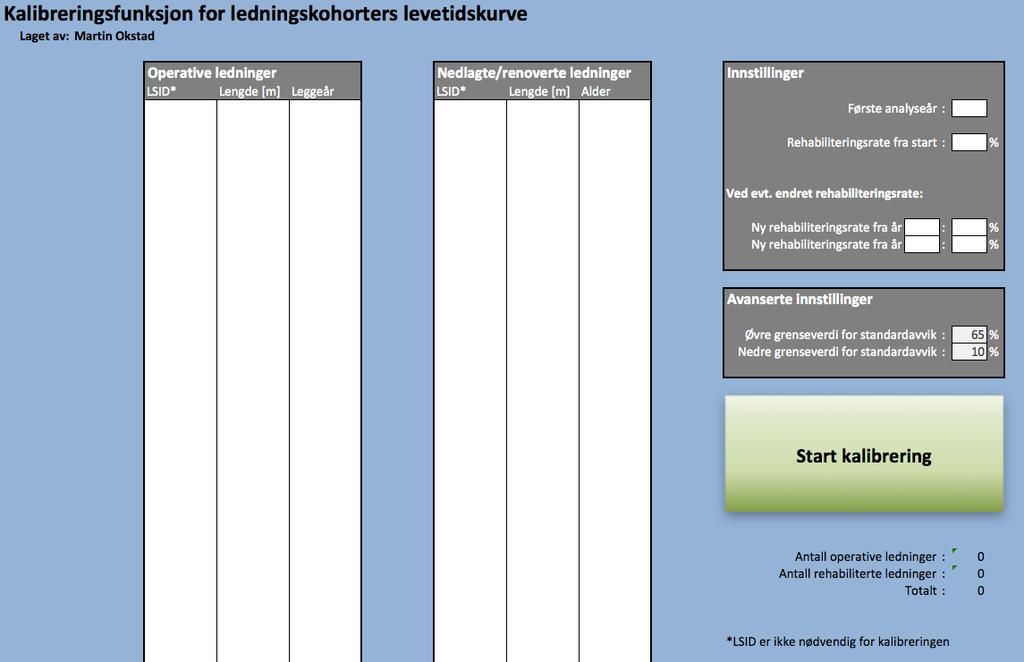 Figur 24 Skjermbilde av startsiden til kalibreringsfunksjonen Etter at Start kalibrering er trykket, vil funksjonen først kontrollere om de nødvendige innstillingene er fylt ut, før den stiller et