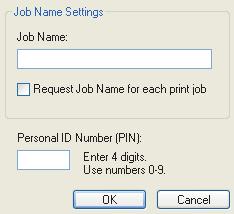 SENDE DOKUMENTET 1. Klikk [Konfidensiell utskrift] i kategorien [Jobbopsjoner] i driveren. Vinduet Jobb-PIN (personlig identifikasjonsnummer) åpnes.