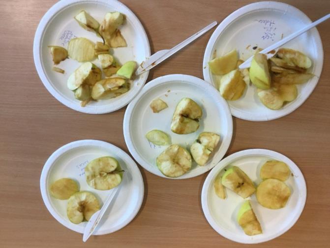 Hypotese 2: Vi tror at eplet blir brunt når frøene i